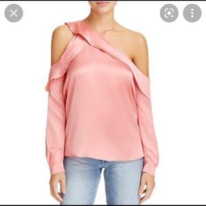 Parker Womens Silk Cold Shoulder Pullover Blouse, Pink, Medium. Excellent cond.